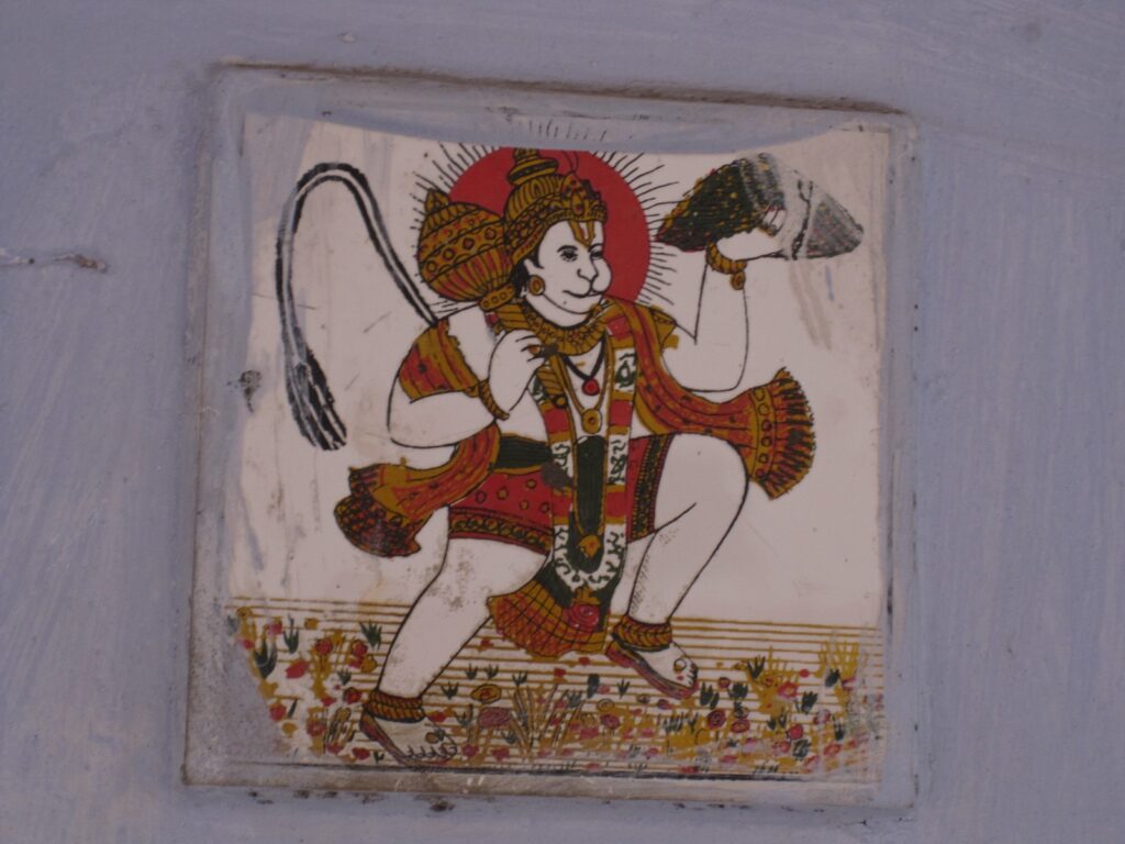 Ein gezeichneter an die Wand gezeichneter Hanuman